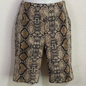 Salty Brand Tan & Black Snake Print Patterned Women's Stretch Bike Shorts